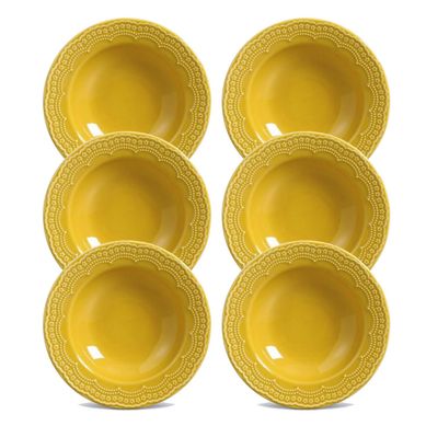 Kit com 6 Pratos Fundos Madeleine Amarelo