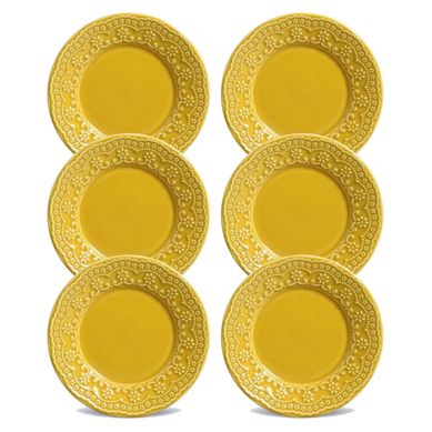 Kit com 6 Pratos de Sobremesa Madeleine Amarelo