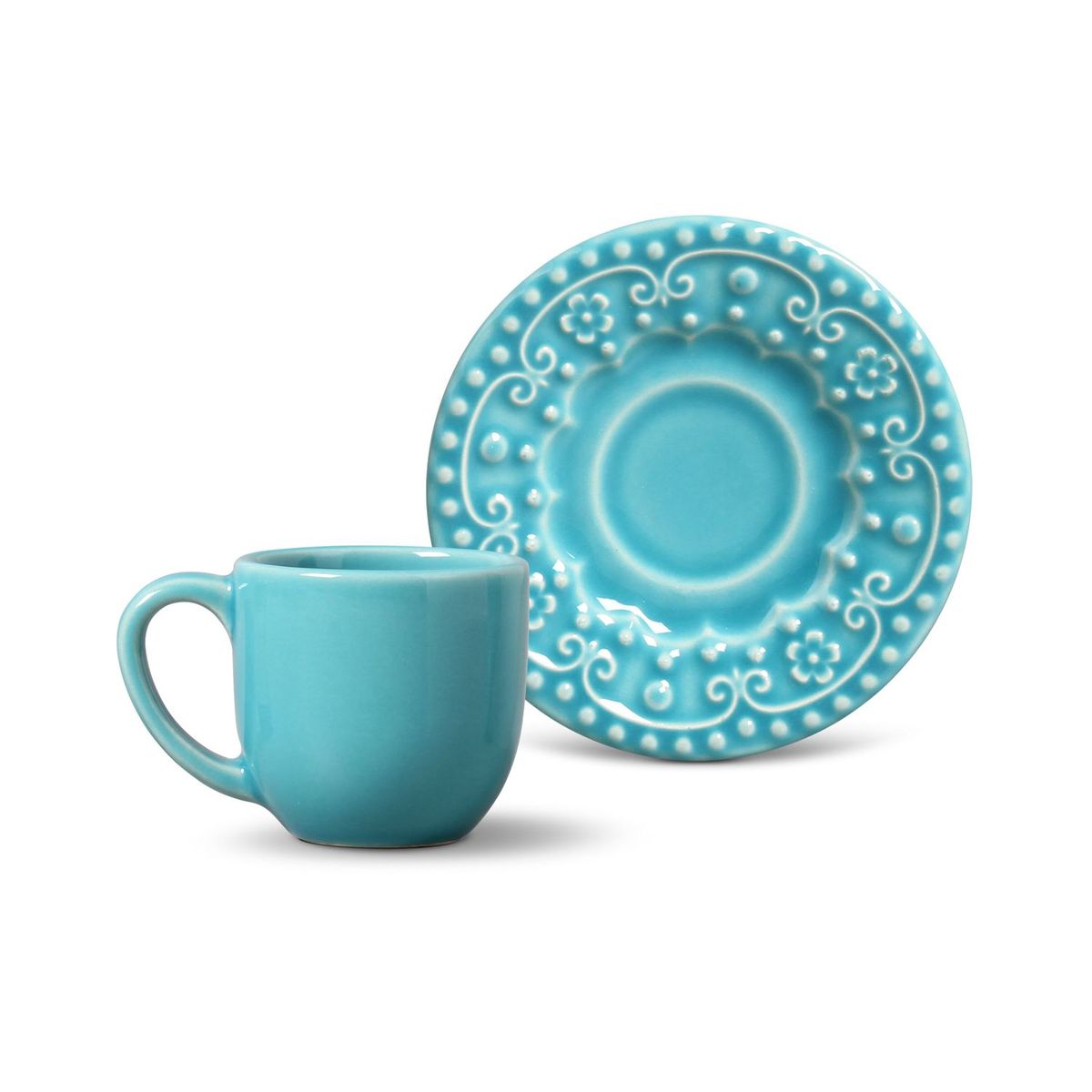 Xícara de Café com Pires Esparta Poppy Azul, marca Porto Brasil - Foto Principal