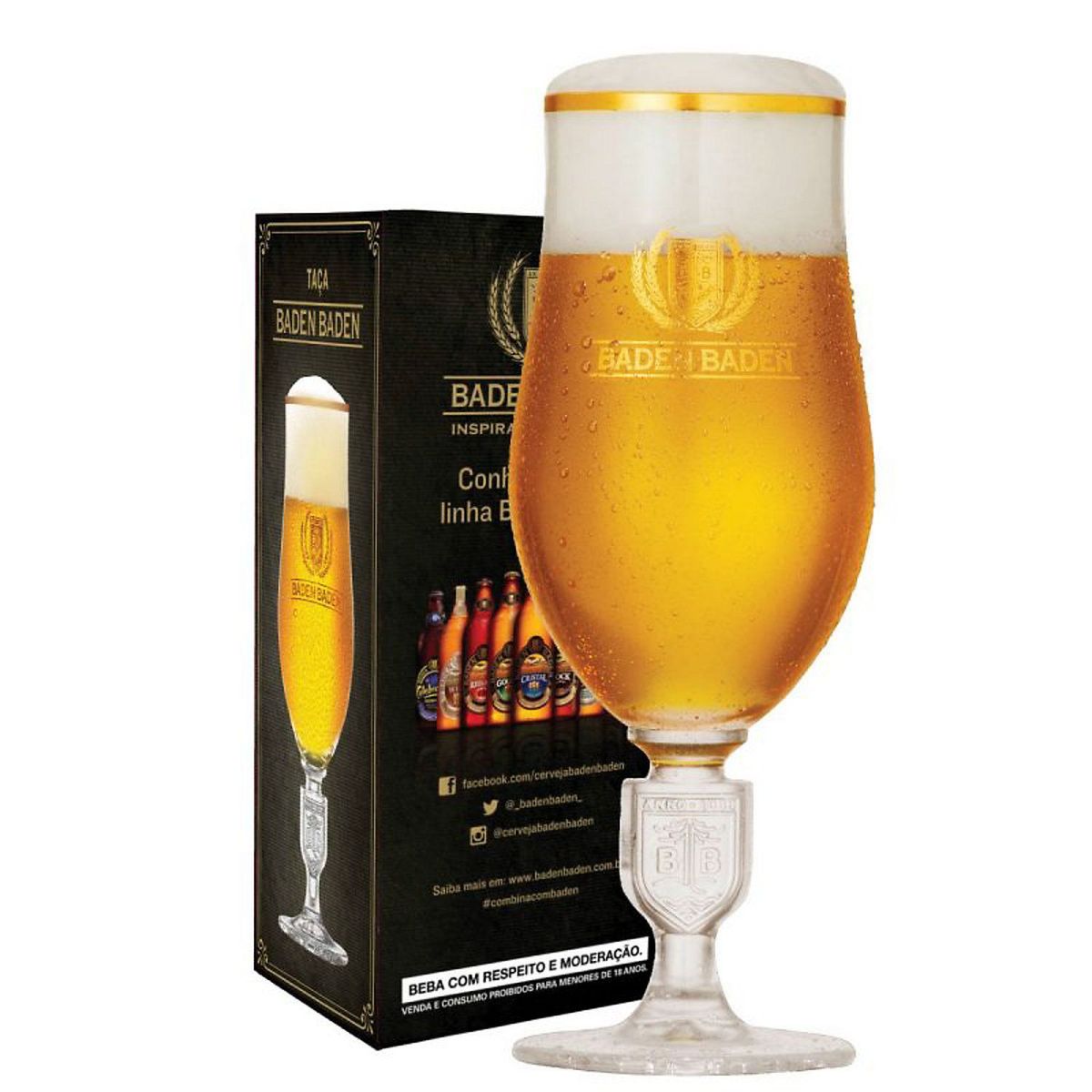Taça para Cerveja de Cristal Baden Brasão Transparente, marca Ruvolo - Foto Principal