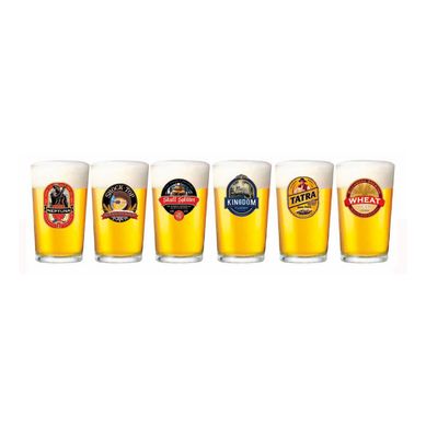 Jogo Copos Caldereta Happy Hour Decorado 330ml 6 Peas Transparente