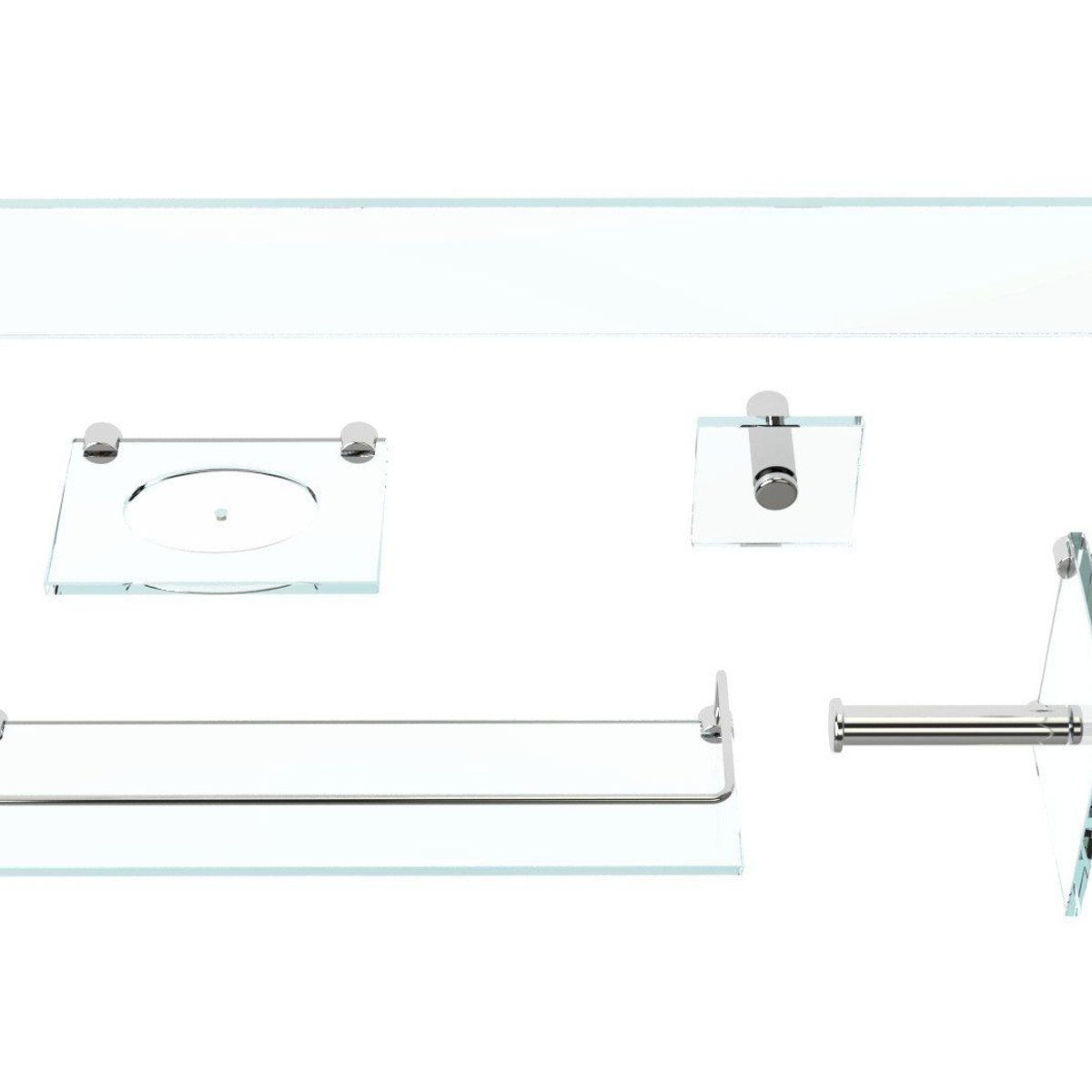 Kit de Acessórios para Banheiro 5 Peças em Vidro Branco VB Cristais, marca VB Cristais - Foto 2