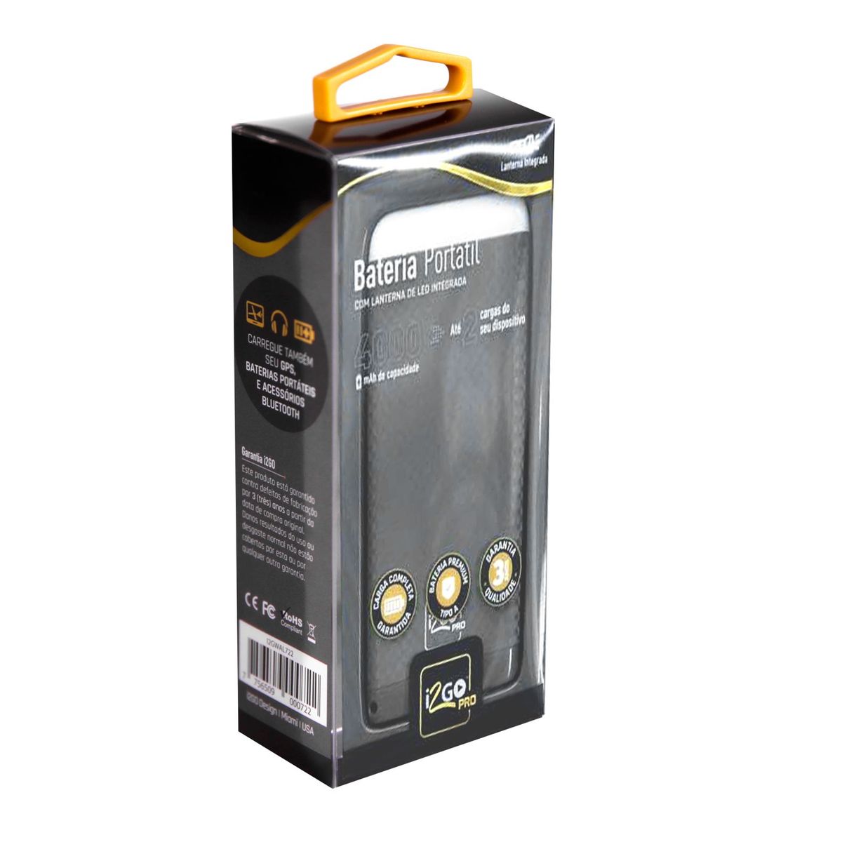 Bateria Externa 4000MAH-A com Led, marca I2Go - Foto Principal