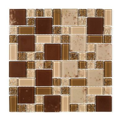 Pastilha de Vidro Multicor Canela Craquelado Marrom e Bege 30x30cm