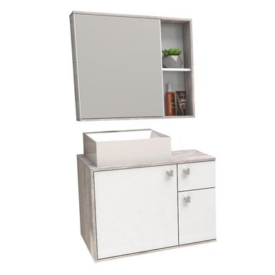 Kit Gabinete para Banheiro sem Cuba Branco + Espelheira Caete 