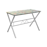 Mesa Escritorio Vidro Mosaico Cinza