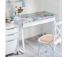 Mesa de Escritorio Vidro Floral Branco 58x105x76cm Just Home Collection