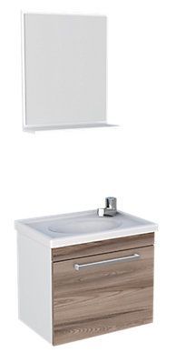 Conjunto de Gabinete e Espelho 45cm Branco e Tamarindo