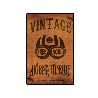 Placa Decorativa Free Soul Born to Ride 29x19cm Amarelo