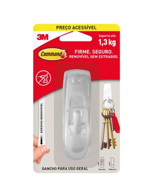 Gancho Adesivo 3M Command Branco Mdio - 1 unidade