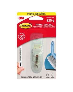 Gancho Adesivo para Utenslios 3M Command Branco Mini - 1 unidade