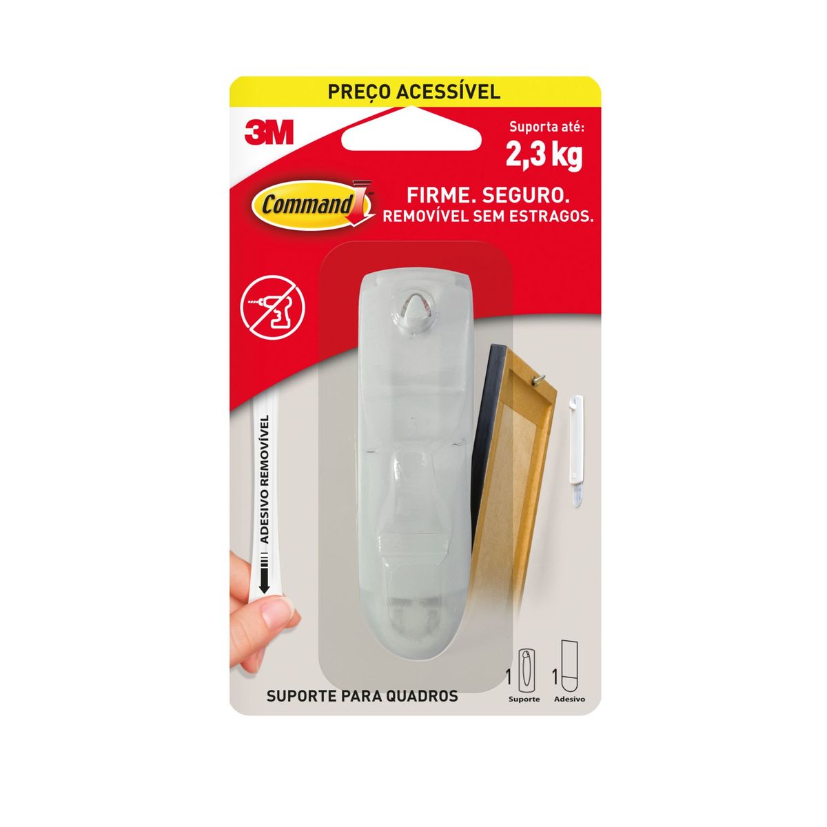 Suporte Adesivo para Quadros 3M Command Branco Grande - 1 unidade, marca 3m - Foto Principal