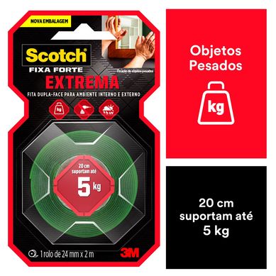 Fita Dupla Face 3M Scotch Fixa Forte Fixao Extrema 24mm x 2m