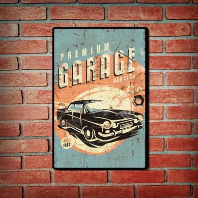 Placa Decorativa Premium Garage 29x19cm Azul