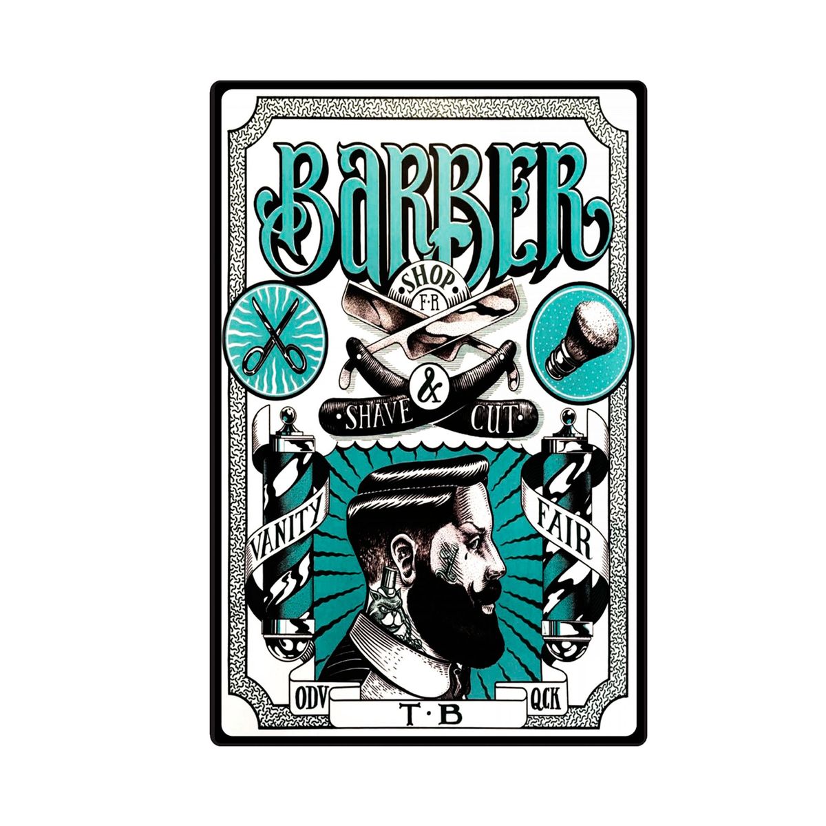 Placa Decorativa Barber Shop 44x29,5cm  Verde, marca Alves e Capelari - Foto Principal