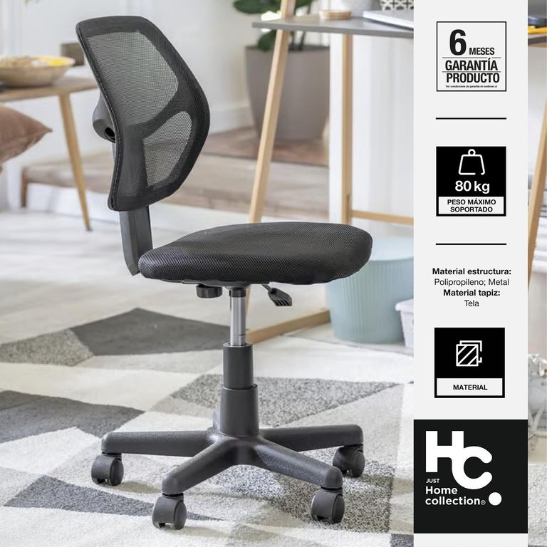 Cadeira de Escritorio Avignon Preta Just Home Collection | Sodimac