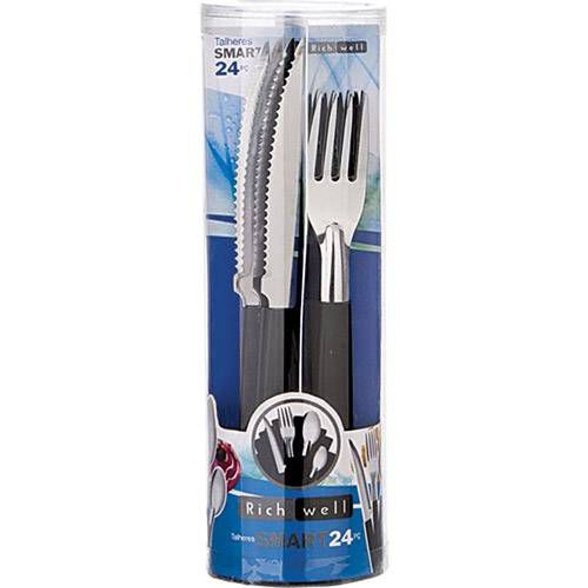 Conjunto Talheres Inox 24 Peças Smart Preto, marca Euro - Foto Principal
