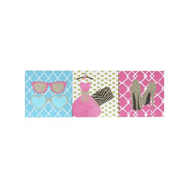 Kit 3 Telas Style Glitter 30x30cm Colorido Home Collection