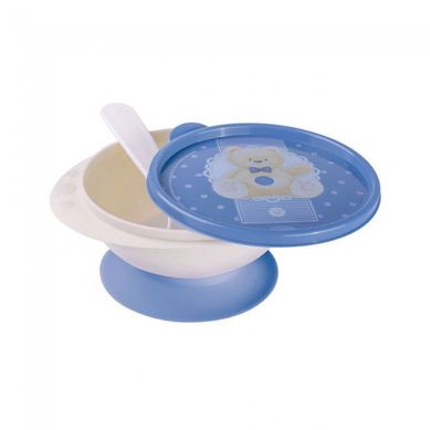 Tigela com Ventosa e Colher Urso Azul