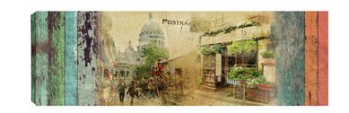 Quadro Digital Paris Vintage 30x90cm Bege