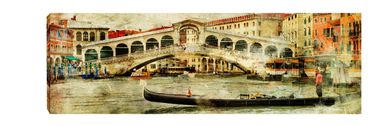 Quadro Digital Veneza Vintage 30x90cm Bege