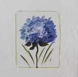 Quadro Artesanal com Textura Floral Hortênsia 30x30cm Azul