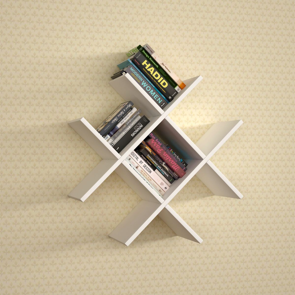 Prateleira Jogo da Velha Com Suporte Invisível Branco, marca Just Home Collection - Foto 2