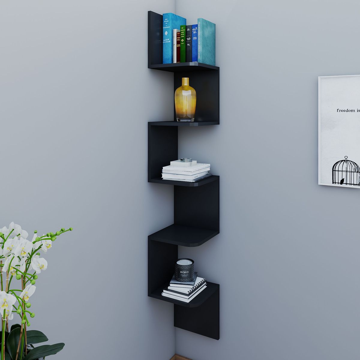 Prateleira de Canto Preto, marca Just Home Collection - Foto Principal