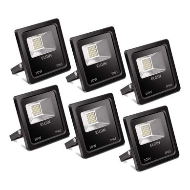 Combo com 6 Refletores IP65 LED 10W 6500K