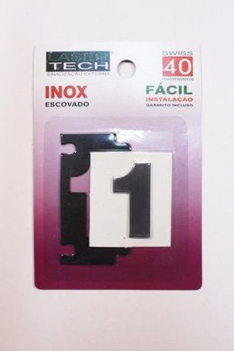Algarismo Adesivo Inox, Escovado, N 1
