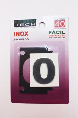 Algarismo Adesivo Inox, Escovado, N 0