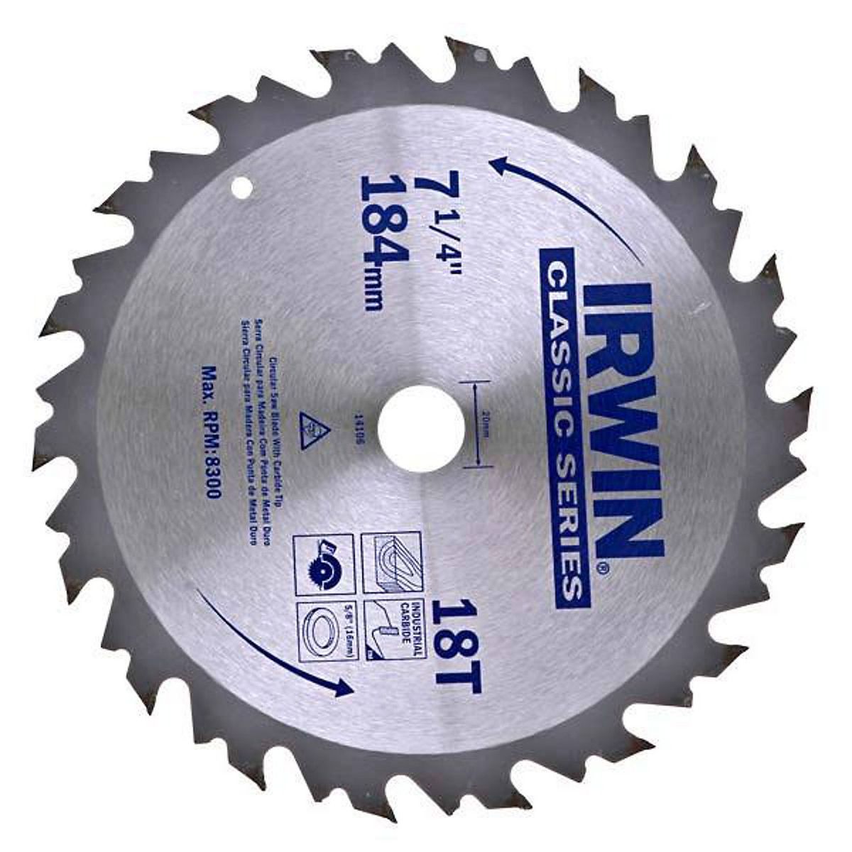 Lamina para Serra Circular 18 Dentes 184mm, marca Irwin - Foto 2
