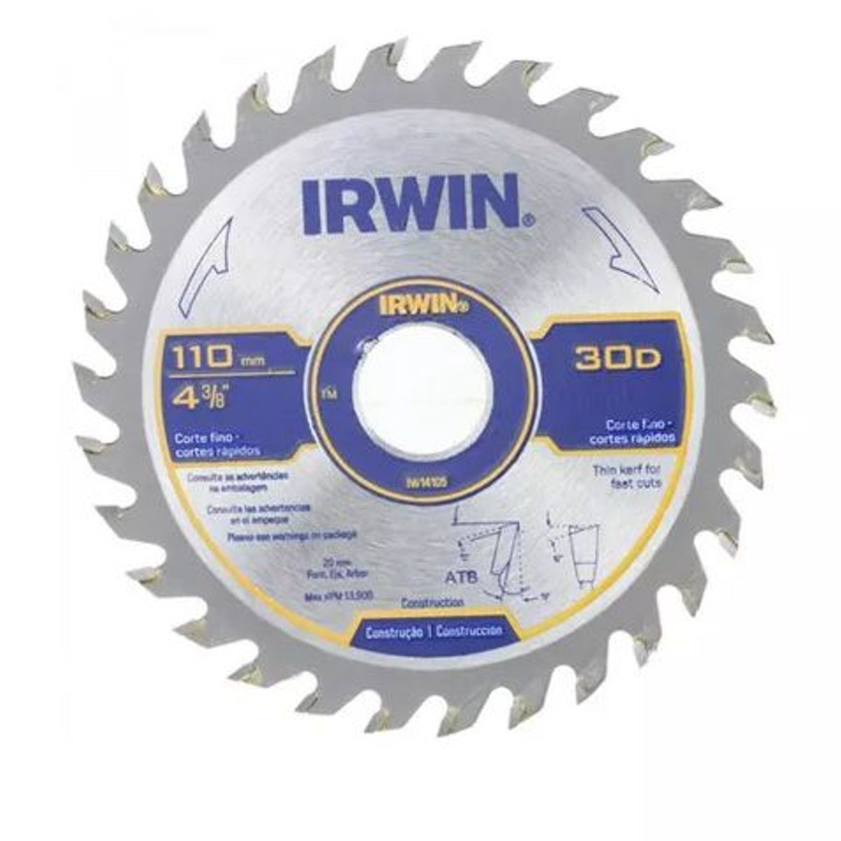 Lâmina Serra Circular 30 Dentes 110mm, marca Irwin - Foto Principal