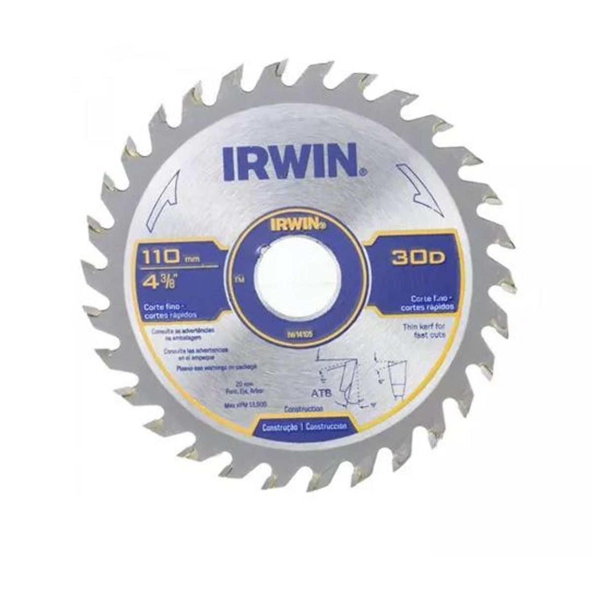 Lâmina Serra Circular 30 Dentes 110mm, marca Irwin - Foto Principal