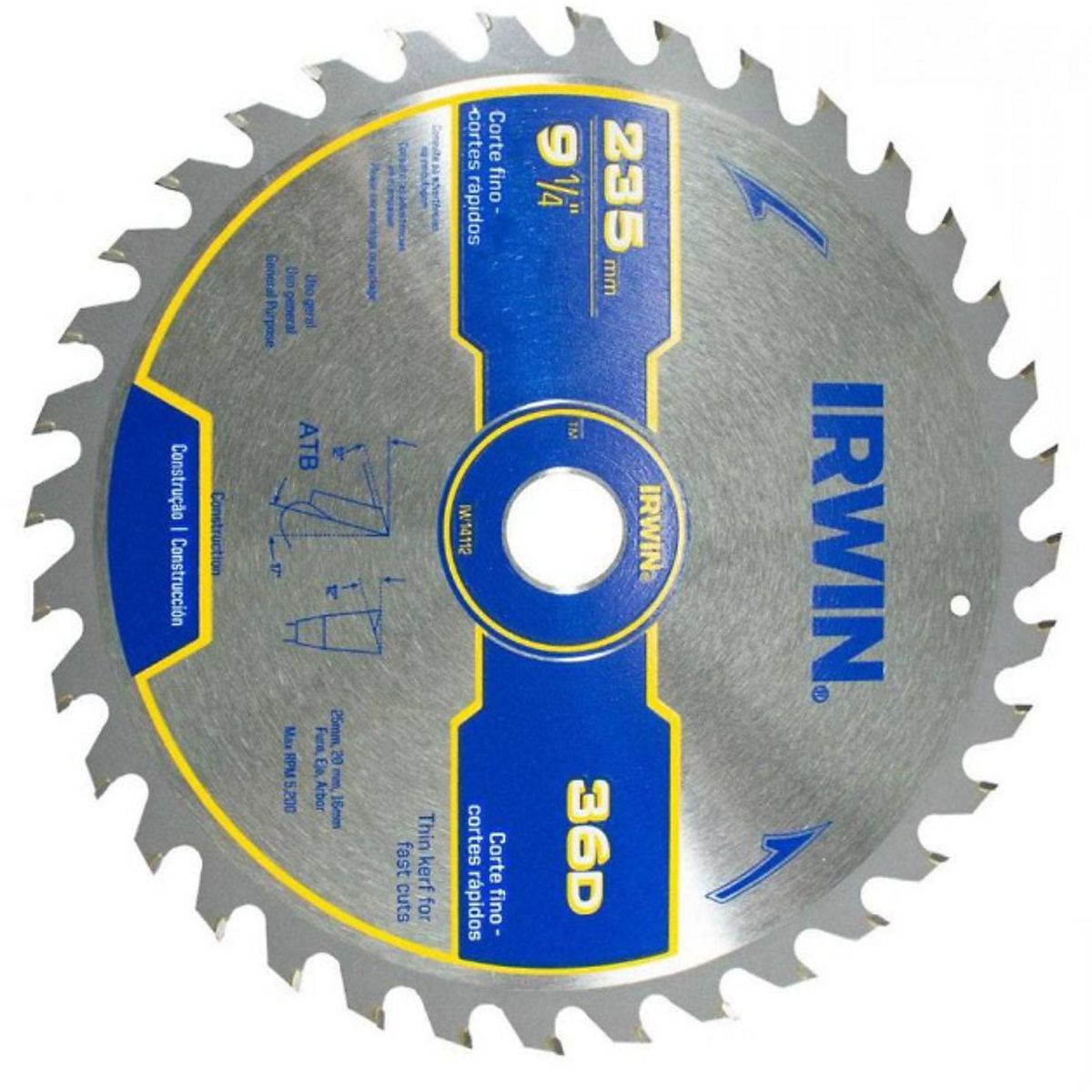 Lamina para Serra Circular 36 Dentes 235mm, marca Irwin - Foto 2