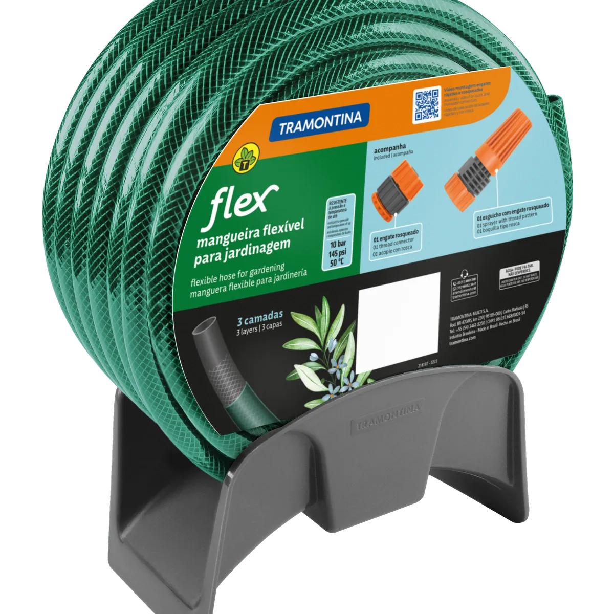 Mangueira de Jardim Flex c/Engate e Suporte 1/2" 20 Metros Tramontina, marca Tramontina - Foto Principal