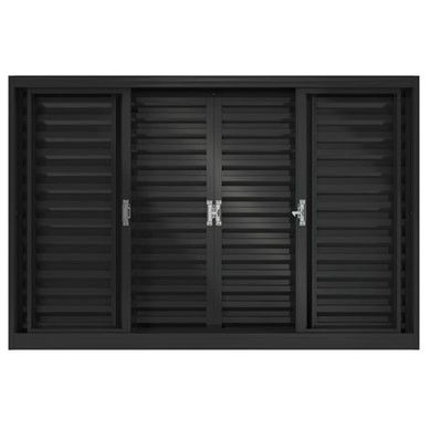 Janela Veneziana A�o Fundo Primer Cinza 6 Folhas Central 100x150x12cm Romex