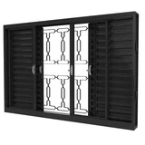 Janela Veneziana Aço Fundo Primer Cinza 6 Folhas Corrente Central 100x120x12cm Romex