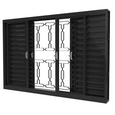 Janela Veneziana Ao Fundo Primer Cinza 6 Folhas Corrente Central 100x120x12cm Romex