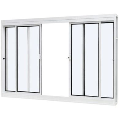 Janela de Correr Ao Branco 4 Folhas Central 100x200x12cm Qualitysol