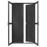Porta Balcão Veneziana de Giro Aço Fundo Primer Cinza 4 Folhas Central 215x122,4x14cm Fortsol