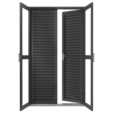 Porta Balco Veneziana de Giro Ao Fundo Primer Cinza 4 Folhas Central 215x122,4x14cm Fortsol