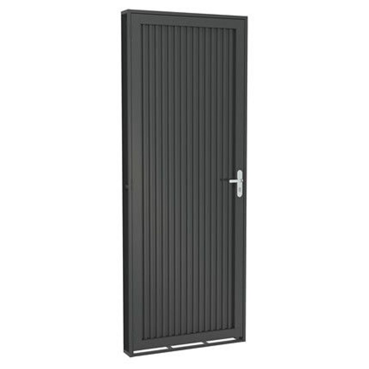 Porta Canelada Aço Fundo Primer Cinza Esquerda 215x83x12cm Fortsol, marca Ramassol - Foto Principal