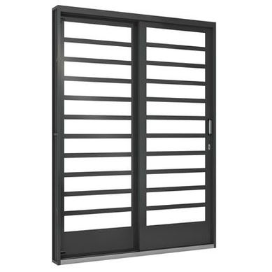 Porta de Correr com Travessa Ao Fundo Primer Cinza 2 Folhas Direita 215x160x14cm Fortsol