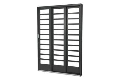Porta de Correr com Travessa Ao Fundo Primer Cinza 3 Folhas Esquerda 215x152x14cm Fortsol