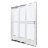 Porta de Correr com Travessa Aço Branco 3 Folhas Direita 215x200x14cm Qualitysol