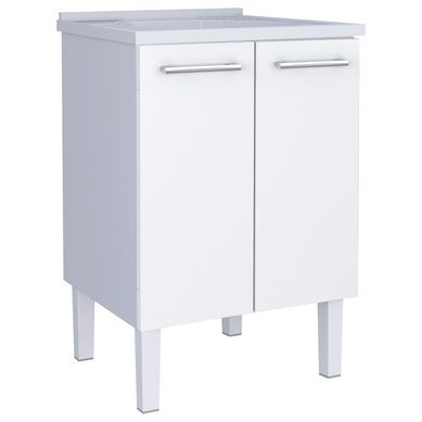 Gabinete em Ao com Tanque em Mrmore Sinttico Flat 60cm Branco Cozimax