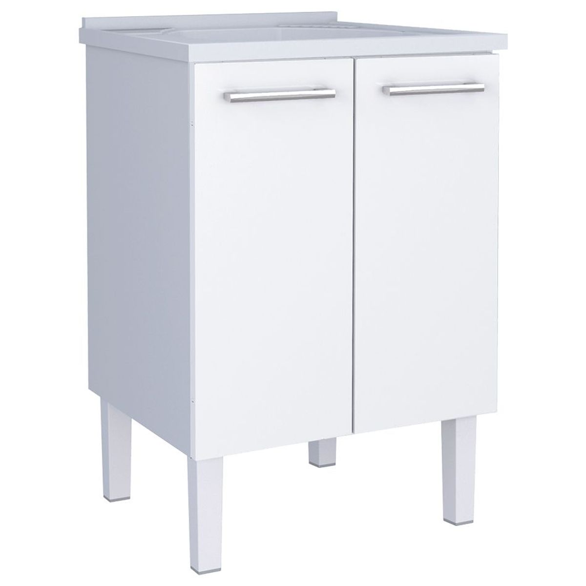 Gabinete em Aço com Tanque em Mármore Sintético Flat 60cm Branco Cozimax, marca Cozimax - Foto 2
