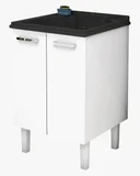 Gabinete em Aço com Tanque em Mármore Sintético Flat Branco e Preto 60cm Cozimax