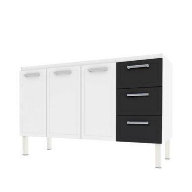Gabinete de Cozinha Apolo Flat 91x144cm Branco e Preto
